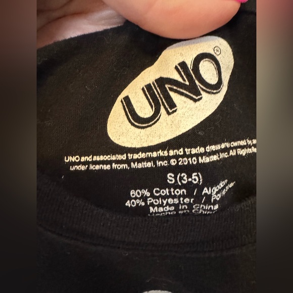 UNO black short sleeve tee— size JUNIOR 3/5 ‘WILD ONE’ card - Picture 5 of 6